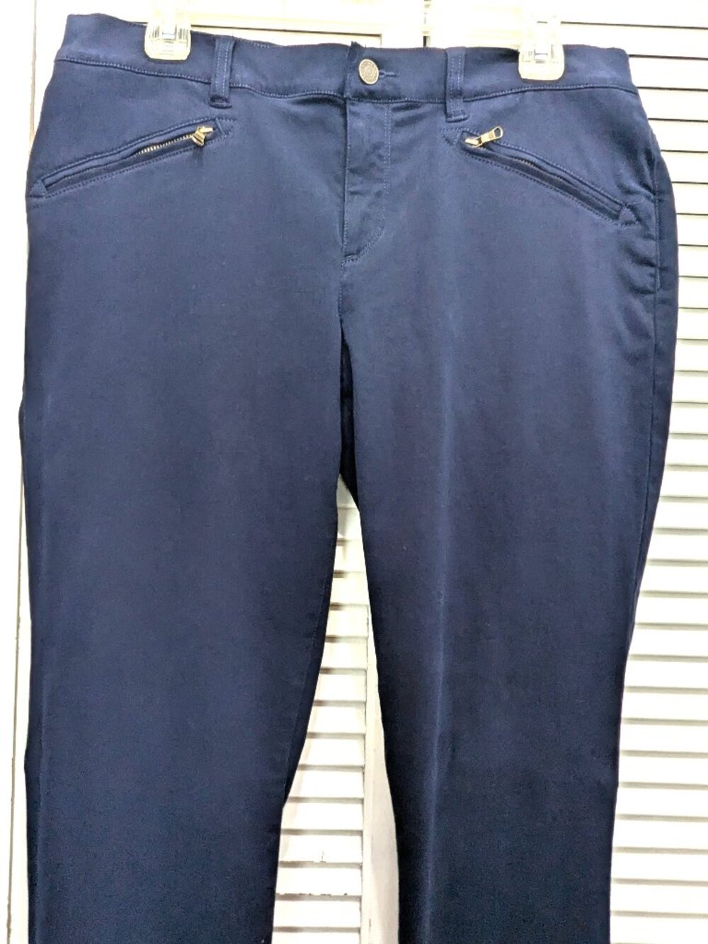 Lauren Jeans Co Ralph Lauren Women's Navy Blue Pants Zip Pockets Size 12 Zip Pkt